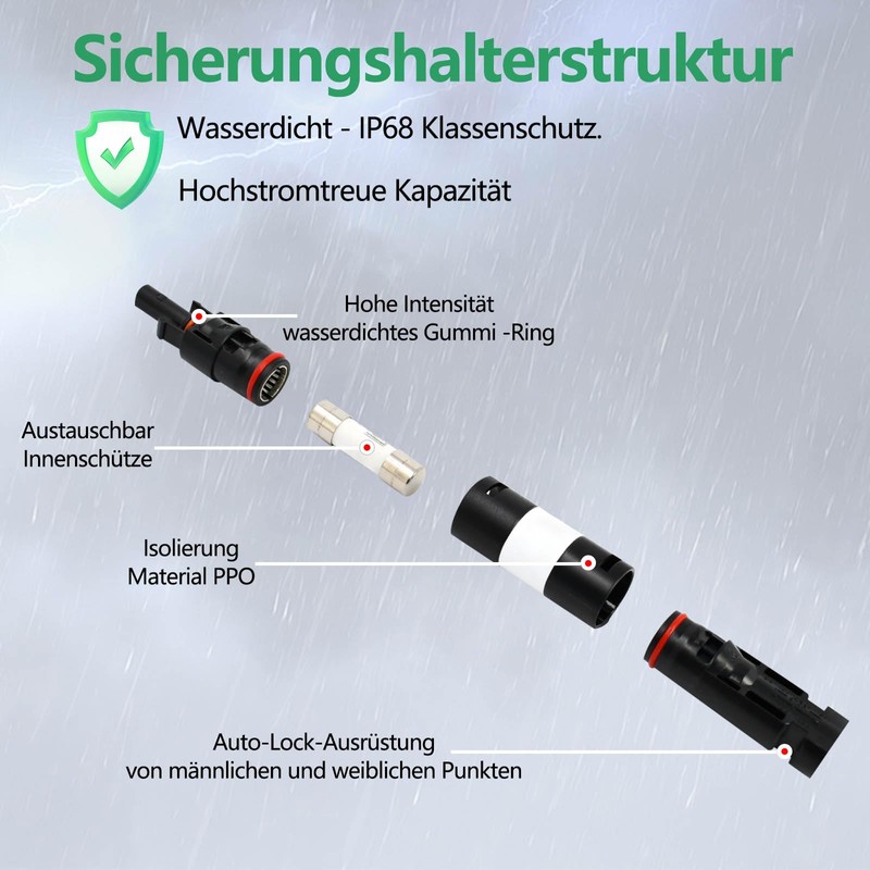 Witproton 30A Solar Waterproof Fuse Holder Solar Fuse IP68 Waterproof