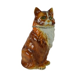 Three Star 13" Inch Brown Cat Ceramic Statue