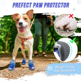 SlowTon Dog Shoes for Large Dogs - Mesh Breathable Dog Boots for Hot Pavement Summer Winter Snow, Anti-Slip Reflective Dog Booties Paw Protector for Outdoor Walking, Indoor Hardfloors(Blue,6)