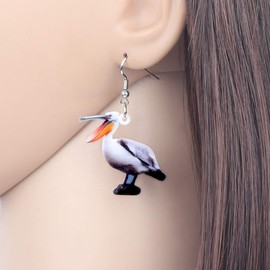 LONYOO Acrylic Floral Duck Earrings Dangle Jewelry Pelican Bird Earrings for Women Charms Mandarin Duck Gifts (Pelican)
