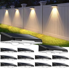 Brightever Solar Fence Lights Outdoor 12-Pack, Waterproof LED Solar Powered Deck Light with 3 Modes (3000K/4500K/6500K) for Outside, Step, Stairs, Balcony, Yard, Patio, Walkway, Pathway, Railing
