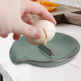 FFQ Egg Cracker Spoon Holder, Spoon Rest for Kitchen, Ceramic Spoon Holder for Stove Top, Cooking Spoon Holder,Heat Resistant Utensil Rest for Countertop, Dishwasher Safe