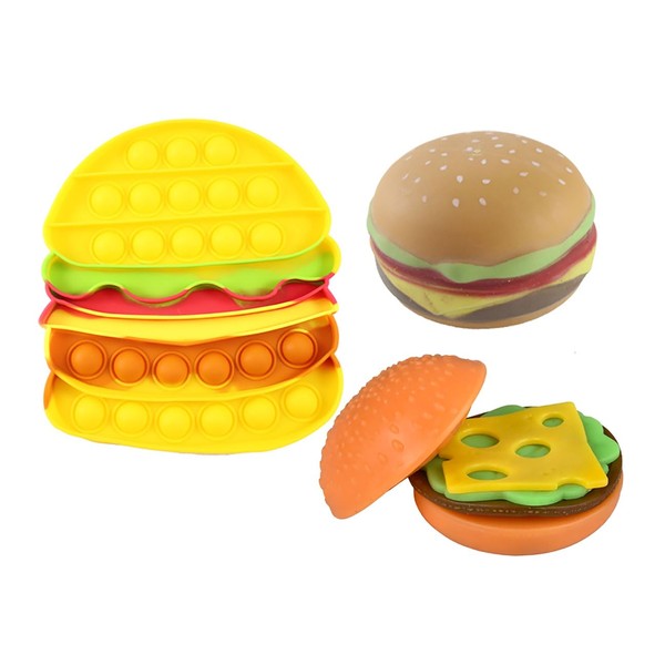 Set of 3 Different Hamburger Fidgets - Stretchy and Squishy