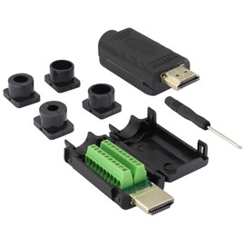 zdyCGTime HDMI Solderless Screws Wiring Terminal Adapter HDMI Male to 20-Pin Female Press Fit Connection Breakout Board Connector Signal Module with Housing (Pack of 2)