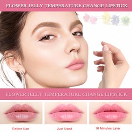 3 PCS Flower Jelly Lipstick Set - Temperature Color Change Clear Lip Balm - Nutritious Moisturizer Long Lasting Lip Gloss Crystal Lip Stick Makeup Set - Lip Repair Gifts for Teenage Girl