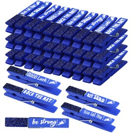 Kigeli 30 Pcs Spirit Clips Cheer Pins Cheerleader Gifts Cheer Clothes Pins for Backpacks Competition Pins Glittered for Team Cheer Gifts Supplies Party Favors Accessories Bulk (Blue)