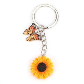 Cute Flower Keyring, Sunflower Keyring for Women, Beautiful Sunflower Gift, Gift for Mother, Daughter and Friends, Birthday, Mother's Day Gift, Handbag Pendant, Silver5
