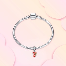 Annmors 925 Sterling Silver Sparkling Candy Cane Dangle Charm Beads for European Bracelets & Necklace Anniversary Christmas Birthday Gifts for Women and