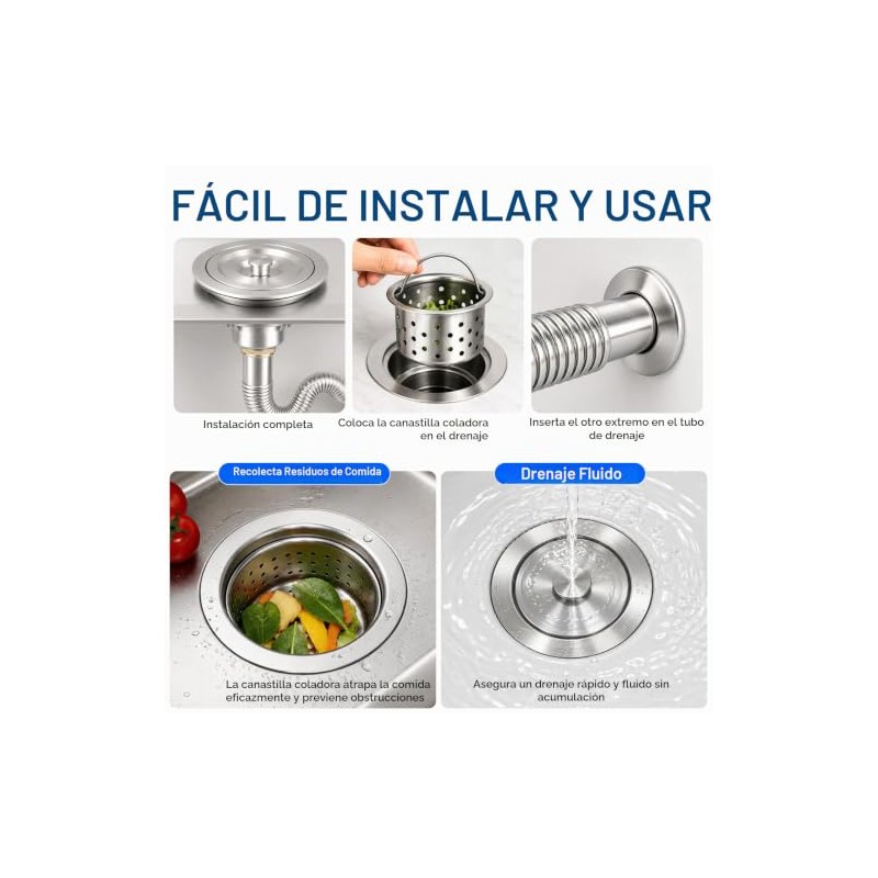 Kit de Desagüe para Lavabo de Baño Antiolor, con 110mm