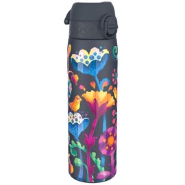 ION8 Vacuum Insulated Steel Water Bottle, 500 ml/18 oz, Leak Proof, Easy to Open, Secure Lock, Dishwasher Safe, Fits Cup Holders, Carry Handle, Scratch Resistant, Metal Water Bottle, Floral Design