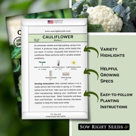 Sow Right Seeds - Rober Cauliflower Seeds for Planting - Non-GMO Heirloom Packet with Instructions to Plant & Grow an Outdoor Home Vegetable Garden - Climate Adaptable with Large Heads (1)