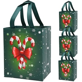 4 Pack Christmas Gifts Bags,DXTXTJ Reusable Christmas Bags Multipack,12 * 21 * 26cm Green Christmas Wrapping Bags,Christmas Drawstring Gift Bags for Presents Xmas Party
