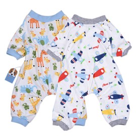 2-Pack Dog Clothes Dogs Cats Onesie Soft Dog Pajamas Cotton Puppy Rompers Pet Jumpsuits Cozy Bodysuits for Small Dogs and Cats