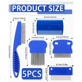CULEB 5 Stück Läusekamm,Läuse Kamm Set,Metall Zähne Läusekamm,Plastik Doppelseitig Nissenkamm,Entfernt Effektiv Läuse und Nissen,für Pflegen und Entfernen von Schuppen Oder LäusenLäuse