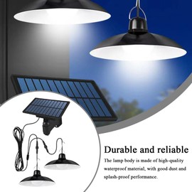 Shed Solar Light,Work Light with 2 Heads | Waterproof Solar Pendant Lamp for Gazebo Garage Patio Balcony Greenhouse Porch Garden