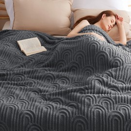 Bedsure Grey Blanket Queen Size for Bed - Super Soft Cozy Blankets for Women, Cute Large Fleece Blanket for Girls, 90x90 Inches