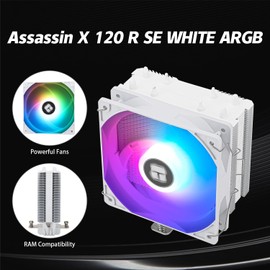 Thermalrlght AssassinX120 SE White ARGB CPU Air Cooler, 4 Heat Pipes, TL-C12CW-S PWM Silent Fan CPU Cooler with S-FDB Bearing, for AMD AM4 AM5/Intel 1700/1150/1151/1200, PC Cooler