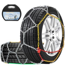 Snow Chains, Tire Chains, Snow Tire Chains for Car/SUV/Pickup Trucks, Applicable Tire Width 165-275mm, Reusable Universal Emergency Traction Snow Chains- Set of 2