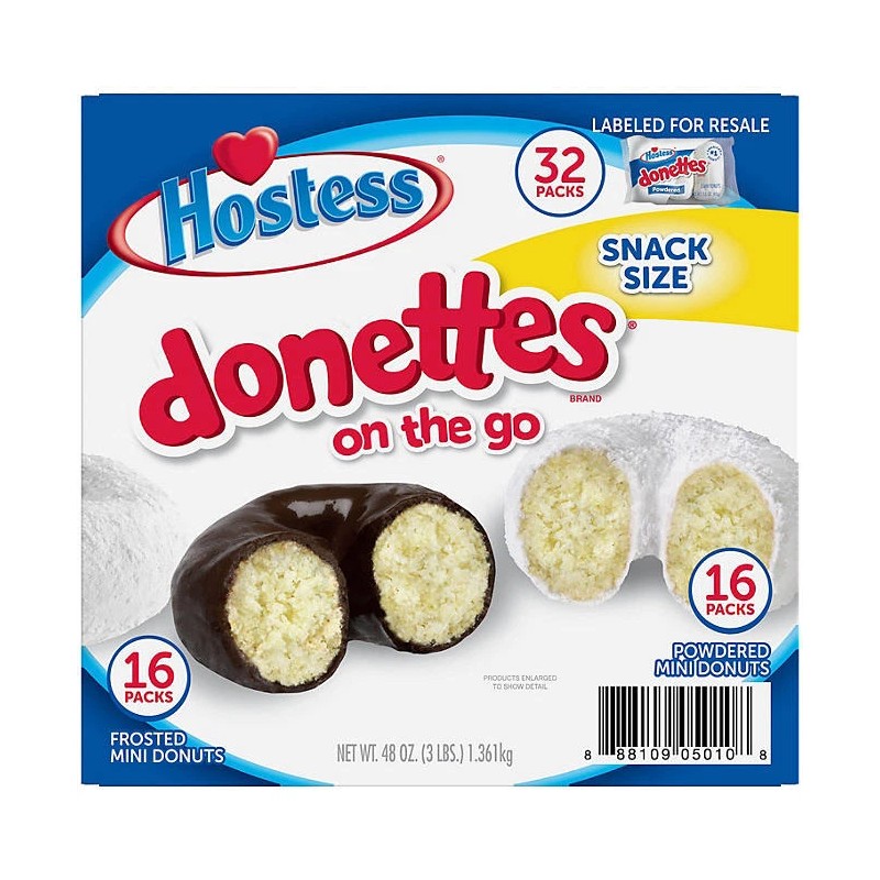 Hostess Donettes Variety Pack Donuts, Snack Size, 1.5 oz., 32