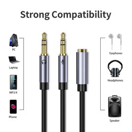 Tymyp Audio Splitter, Headphone Adapter, Audio Splitter, Headset Splitter 0.3 m (Double 3.5 mm Male to 3.5 mm Female) Headset Adapter 1 to 2 Jack for Headphones, Headsets, Laptop, PC etc