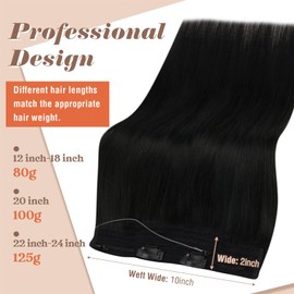 Sunny Hair Wire Hair Extensions Human Hair Invisible Wire Hair Extensions for Women Straight Hidden Hair Extensions with Adjustable Line Jet Black 14Inch