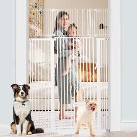 SHYUJAJIE 71 Inch Extra Tall Pet Gate Baby Gate with Small Cat Door, Adjustable 29.55" and -46.06", Dog Gate Pet Gate Easy Walk Thru Pet Door for Stairs, Doorway, House