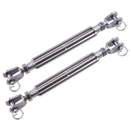 AOKOLL 3/8 Inch M10 Jaw & Jaw Turnbuckle for Cable Rope Tension, 304 Stainless Steel, 1200 lbs Load (2PCS)