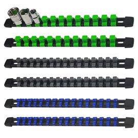 SUNHZ MCKP Socket Organizer for Tool Box Drawer, 6-Piece Socket Holder Set 1/4-Inch X 32 Clips, 3/8-Inch X 30 Clips, 1/2-Inch X 24 Clips, Portable Socket Clip Rail Holder ABS Tools Organizer