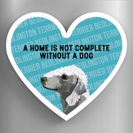 Global Designs Bedlington Terrier Home Without A Dog Katie Pearson Artworks Heart Shaped Wooden Magnet