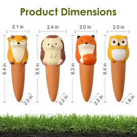MCleanPin 4 Pack Plant Watering Spikes and Globes Handmade Terracotta Self-Watering Planter Insert Automatic Plant Waterer Devices for Indoor Outdoor Plants (Forest Animals)