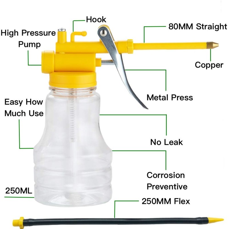 2 Sets Oil Can Transparent High Pressure Oiler Lubrication Oil