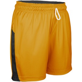 CHAMPRO Women's Swish Reversible Basketball Shorts, Gold, Black, Small