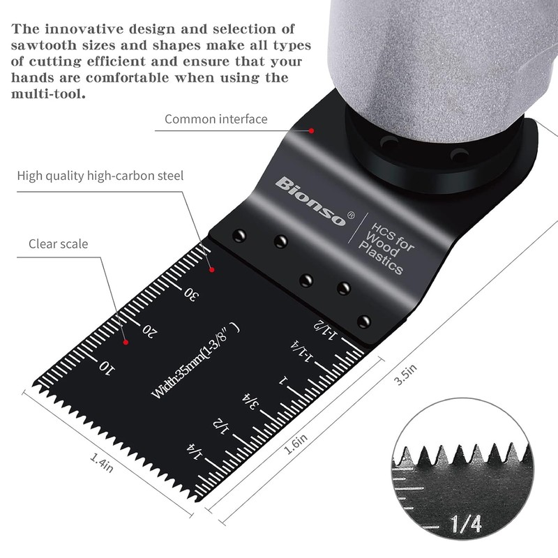 Bionso 120PCS Oscillating Tool Blade, Professional Universal Titanium Multitool Blades