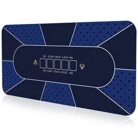 94 x 47 Inch Poker Mat with Stronger Sewn Edges, 10 Players Texas Hold'em Poker Rubber Mat Poker Topper for Tables, Folding Portable Poker Table Top Layout w/Carrying Bag for Poker Games, Blackjack