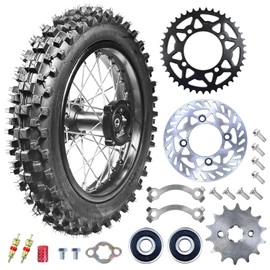 RUIQIMOTO 3.00-14 90/100-14 Dirt Bike Rear Rim Wheel Tire With 15mm Bearing for 125cc 140cc 150cc 160cc Kayo TT140 TTR125 RM80 RM85 KLX140R DB17 DB27 X-Motos Apollo RFZ DB-X18 SSR SR150 Baja Pit Bike