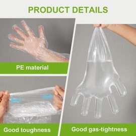 50pcs Disposable Long Plastic Gloves Full Arm Long Sleeve Gloves Veterinary Field Dressing Gloves Extra Long Sleeve Gloves for Veterinary Insemination House Cleaning Gardening(White)