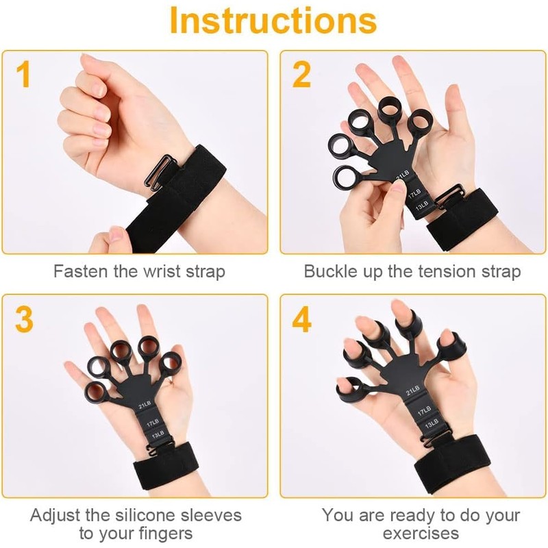 Finger Strengthener Extension Exerciser Stretcher, Strength Adjustment Finger Resistance Bands