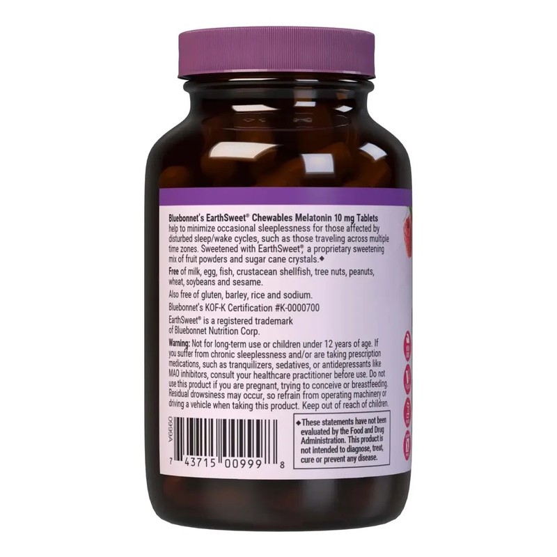 Bluebonnet Earthsweet Melatonina 10mg Frambuesa 120 Tabletas