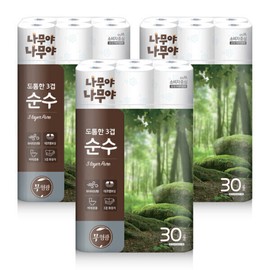 Namuyanamunya 나무야나무야 도톰한3겹순수 화장지 27Mx30롤 3팩 Namuya Namuya Thick 3-Ply Pure Tissue 27M x 30 Rolls 3 Packs