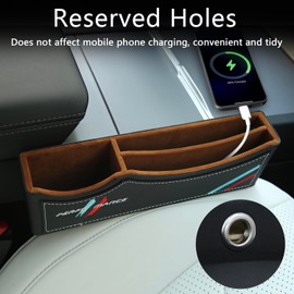 TOPABYTE Car Seat Gap Filler Organizer Leather Storage Box Between Seats Gap Filler Car Essentials Universal Fit Console Stop Things from Dropping, Upgrade and Thicken, 1 Pack