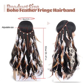 Bluelves Feather Headpiece, Boho Hippie Headband, Indian Jewellery for Viking Women, Tribal Headpiece in Native American Style, Feather Jewellery, Bohemian Headpiece