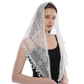Bethynas Lace Mantilla Veils Catholic Church Veils for Women Mass Head Covering Shawl Veil Chapel Bridal Lace Head Scarf (D)