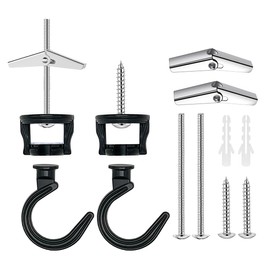 Evsteluo Rotatable Swag Ceiling Hooks for Hanging Plants Heavy Duty Swivel Hook with Hardware Ceiling Installation Cavity Wall Fixing(2 Sets Black)