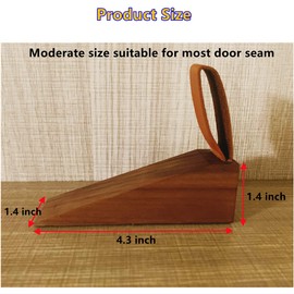 Door Stopper, Soild Walnut Wood Doorstop Wedge, Non-Slip Door Stops Wedges, Sturdy and Durable Door Stop Wedge, Security Door Stopper with Leather Band for Hanging (2PCS)