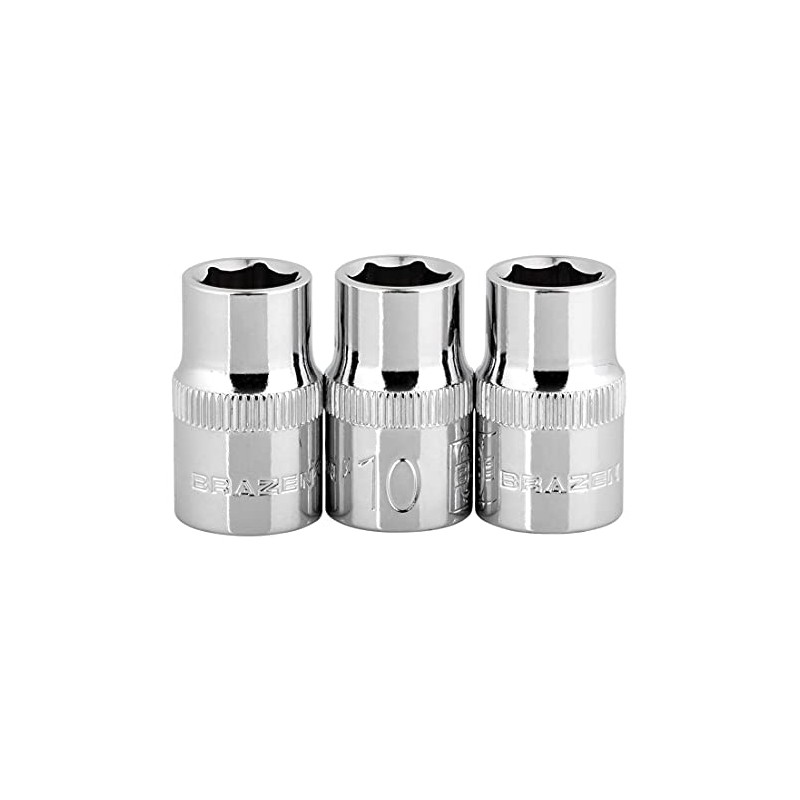 BRAZEN 10mm Socket Three Pack (3/8" Drive, 6pt, Shallow)