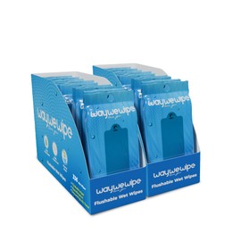 Waywewipe Flushable Wet Wipes for Travel & On-The-Go | 24 Pack - 14 Wipes Per Pack (336 Count) | XL Adult Cleansing Cloth for Men & Women | Hypoallergenic 100% Plant Based, Fragrance Free