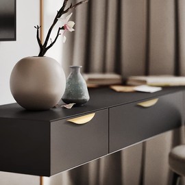 Guolich 2 Pcs Hole Centers 1.25 Inch(32mm) Kitchen Drawer Handle Door Cabinet Pulls Zinc Alloy Handle Modern Gold Brushed Brass Hardware for Wardrobe Bathroom Dresser (32mm Gold)