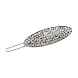 ACCESSORIESFOREVER Women Bridal Wedding Jewelry Crystal Rhinestone Simple Oval Design Hair Pin Silver