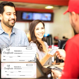 wootile Gift Certificate Book 2 Part Carbonless Copy Paper Pad Gift Certificate Suitable for Businesses Restaurants Shopping Malls Offices 3.5 x 8 Inch