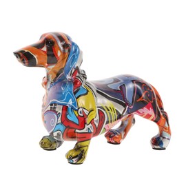 Ciieeo Creative Colorful Dachshund Sculpture Unique Dog Figurine for Home Office Cabinet Decor Adorable Dog Ornament with Fine Details for Lovers